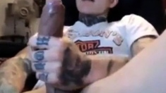 Latin Tattoo Biggest Cock Cumshot