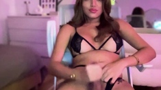 Natural Latina SheBabe in Black Lingerie Part 4