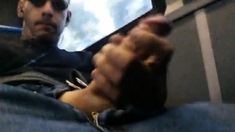 Str8 Big-cock Hunk Strokes On The Bus