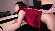 Dildoing asian teen rammed hard doggystyle