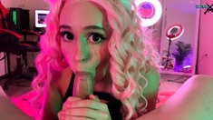 Amateur pawnshop blonde sucks dick pov style