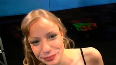 Sexy blonde teen blowjob and gangbanged then creampied