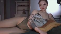 Amateur busty brunette masturbates and does hand job