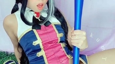 Small titted Briana toying herself poolside