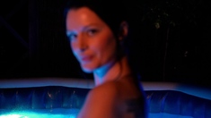 Beautiful Brunette Big Boobs Rides Fake Cock