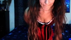 Beautiful teen brunette Jessica Sinn masturbates