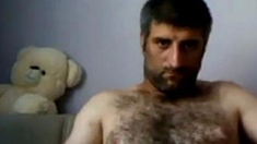 Big-Cock Turkish Bear Masturbates on Webcam