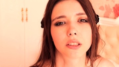 Beauty small tit amateur teen masturbating her shaved pussy
