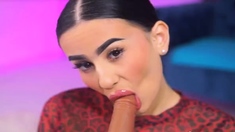 Dick Hungry Babe swallows Huge dildo