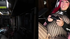 Big busty redhead close up her pussy