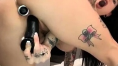 Massaging my new tits and DPing myself before bed