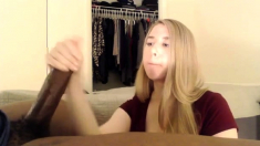 Interracial Blonde teen Whore takes on two gloryhole cocks