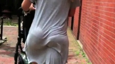 Jiggly Bubble Butt Milf Grey Skirt VPL