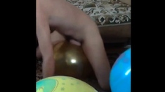 Balloon play popping humping cum