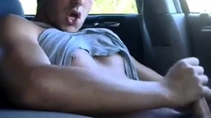 Str8 hot young jock jerks in his car