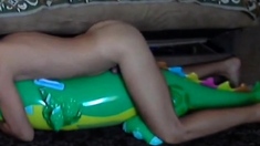 Big inflatable alligator humping cum