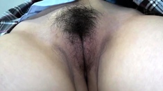 Amateur Asian MILF Lucky Masturbating Hairy Twat