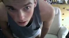 Cute amateur twink shows his big dick on webcam